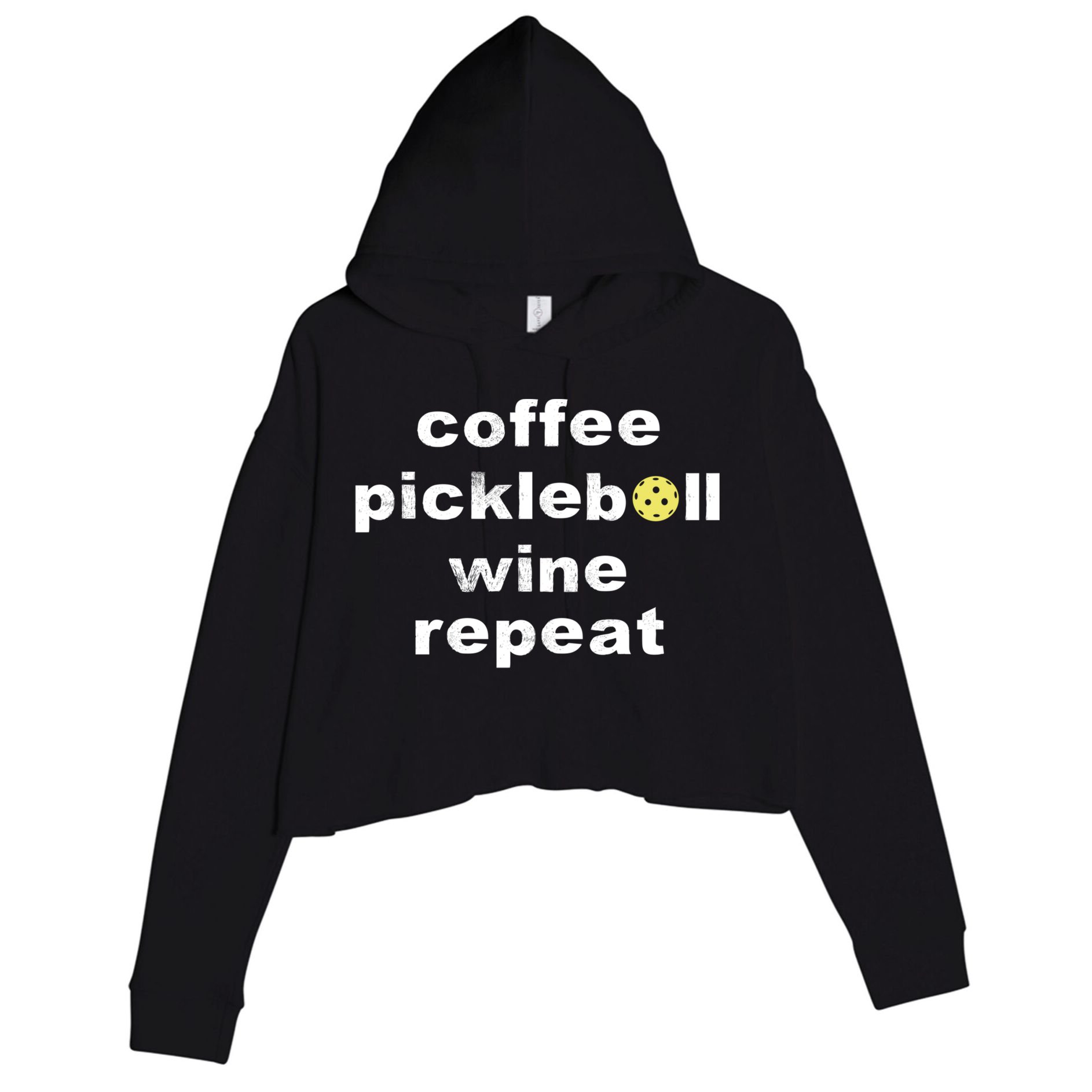 Funny Coffee Pickleball Wine Repeat Dinker Er Gift Crop Fleece Hoodie