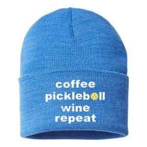 Funny Coffee Pickleball Wine Repeat Dinker Er Gift Sustainable Knit Beanie