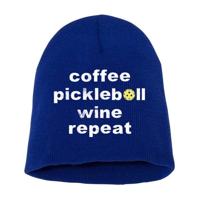 Funny Coffee Pickleball Wine Repeat Dinker Er Gift Short Acrylic Beanie