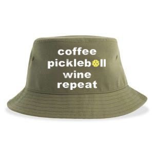 Funny Coffee Pickleball Wine Repeat Dinker Er Gift Sustainable Bucket Hat