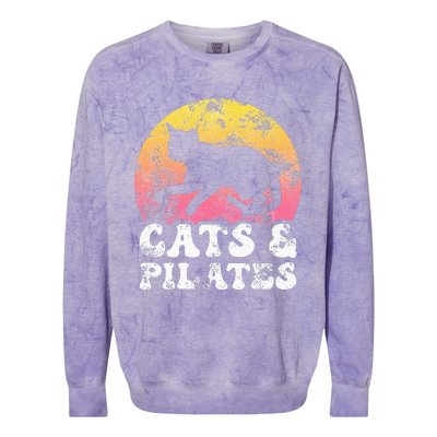 Funny Cats & Pilates Vintage Retro Hobby Colorblast Crewneck Sweatshirt