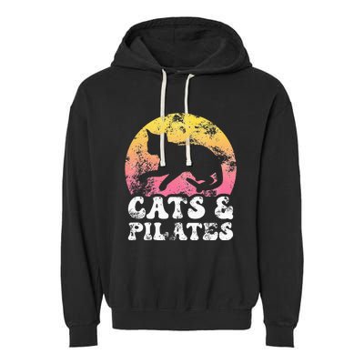 Funny Cats & Pilates Vintage Retro Hobby Garment-Dyed Fleece Hoodie