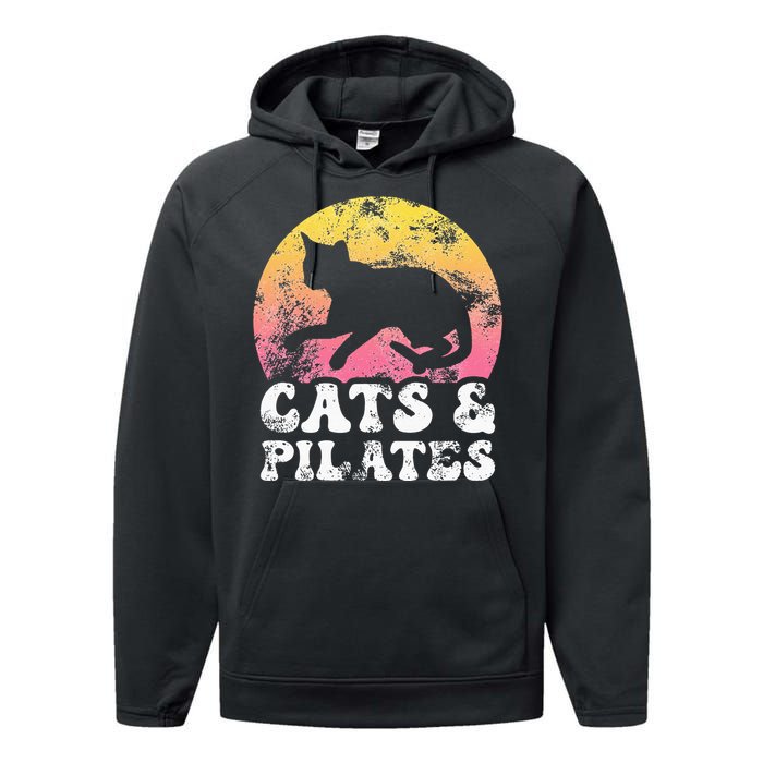 Funny Cats & Pilates Vintage Retro Hobby Performance Fleece Hoodie