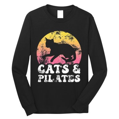 Funny Cats & Pilates Vintage Retro Hobby Long Sleeve Shirt