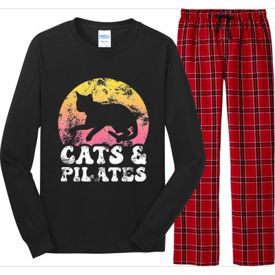 Funny Cats & Pilates Vintage Retro Hobby Long Sleeve Pajama Set