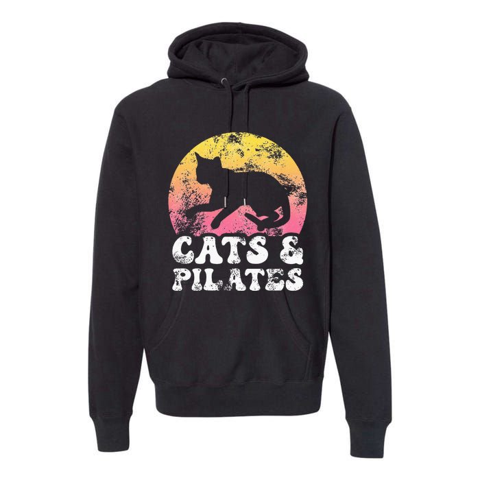 Funny Cats & Pilates Vintage Retro Hobby Premium Hoodie