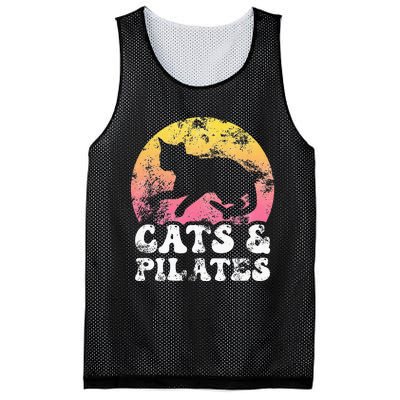 Funny Cats & Pilates Vintage Retro Hobby Mesh Reversible Basketball Jersey Tank