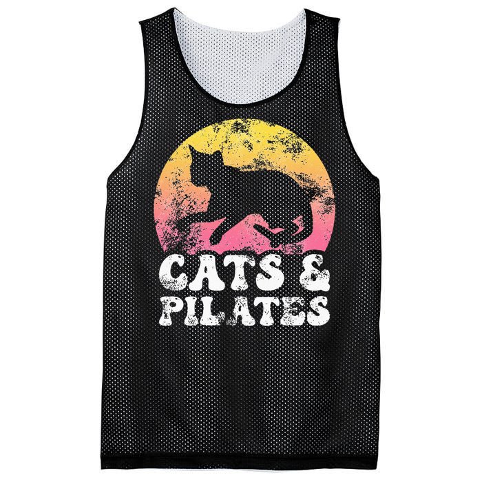 Funny Cats & Pilates Vintage Retro Hobby Mesh Reversible Basketball Jersey Tank