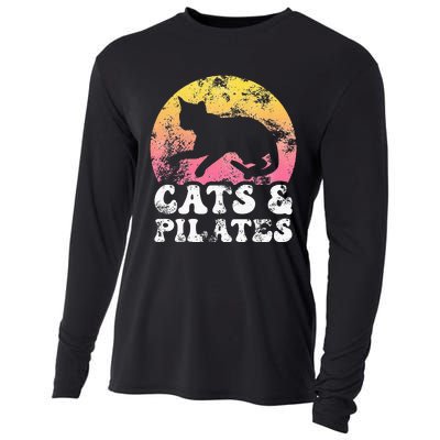 Funny Cats & Pilates Vintage Retro Hobby Cooling Performance Long Sleeve Crew