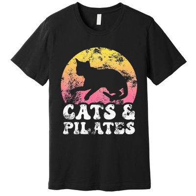 Funny Cats & Pilates Vintage Retro Hobby Premium T-Shirt