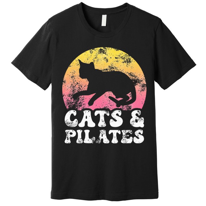 Funny Cats & Pilates Vintage Retro Hobby Premium T-Shirt