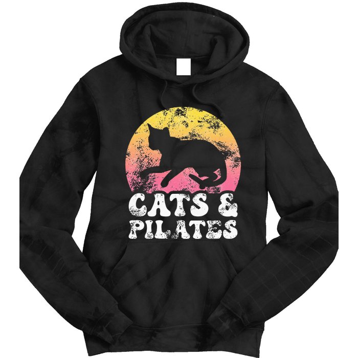 Funny Cats & Pilates Vintage Retro Hobby Tie Dye Hoodie