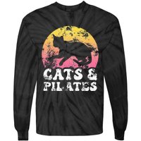 Funny Cats & Pilates Vintage Retro Hobby Tie-Dye Long Sleeve Shirt