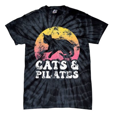 Funny Cats & Pilates Vintage Retro Hobby Tie-Dye T-Shirt