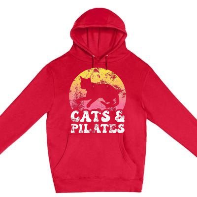 Funny Cats & Pilates Vintage Retro Hobby Premium Pullover Hoodie