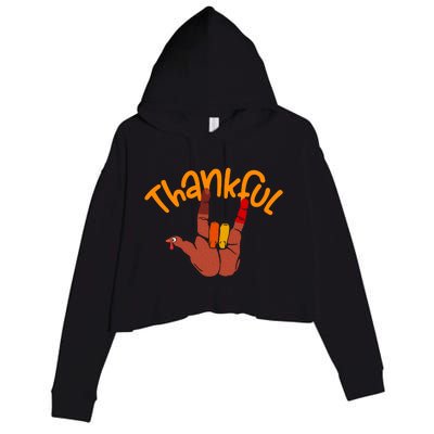 Funny Cute Peace Hand Sign Thankful Turkey Thanksgiving Grateful Autumn Fall Crop Fleece Hoodie