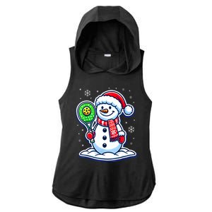 Funny Christmas Pickleball Snowman Pickleball Player Xmas Gift Ladies PosiCharge Tri-Blend Wicking Draft Hoodie Tank