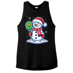 Funny Christmas Pickleball Snowman Pickleball Player Xmas Gift Ladies PosiCharge Tri-Blend Wicking Tank