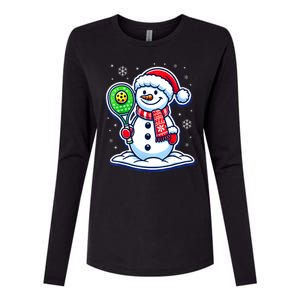 Funny Christmas Pickleball Snowman Pickleball Player Xmas Gift Womens Cotton Relaxed Long Sleeve T-Shirt