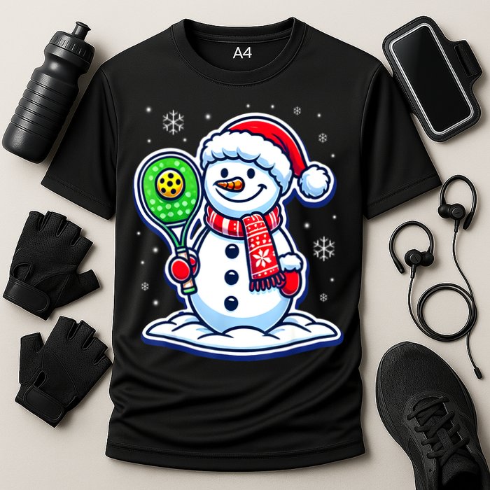 Funny Christmas Pickleball Snowman Pickleball Player Xmas Gift Cooling Performance Crew T-Shirt