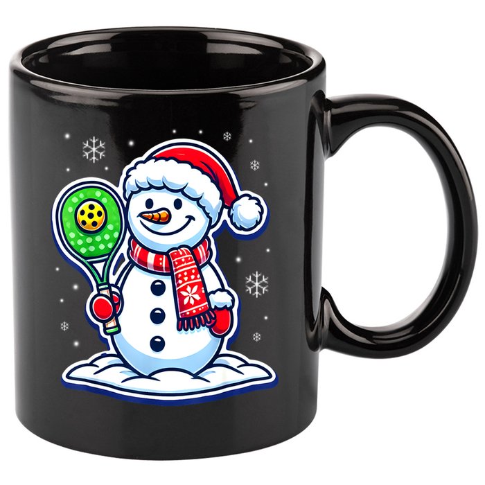 Funny Christmas Pickleball Snowman Pickleball Player Xmas Gift 11oz C Handle Ceramic Mug