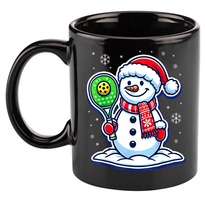 Funny Christmas Pickleball Snowman Pickleball Player Xmas Gift 11oz C Handle Ceramic Mug