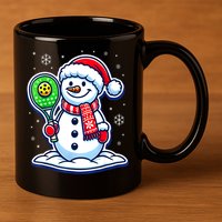 Funny Christmas Pickleball Snowman Pickleball Player Xmas Gift 11oz C Handle Ceramic Mug