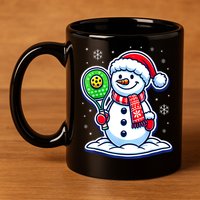 Funny Christmas Pickleball Snowman Pickleball Player Xmas Gift 11oz C Handle Ceramic Mug