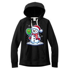 Funny Christmas Pickleball Snowman Pickleball Player Xmas Gift Women's Fleece Hoodie