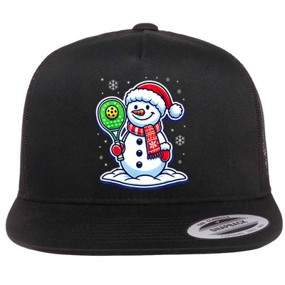 Funny Christmas Pickleball Snowman Pickleball Player Xmas Gift Flatbill Hat