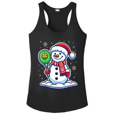Funny Christmas Pickleball Snowman Pickleball Player Xmas Gift Ladies PosiCharge Competitor Racerback Tank