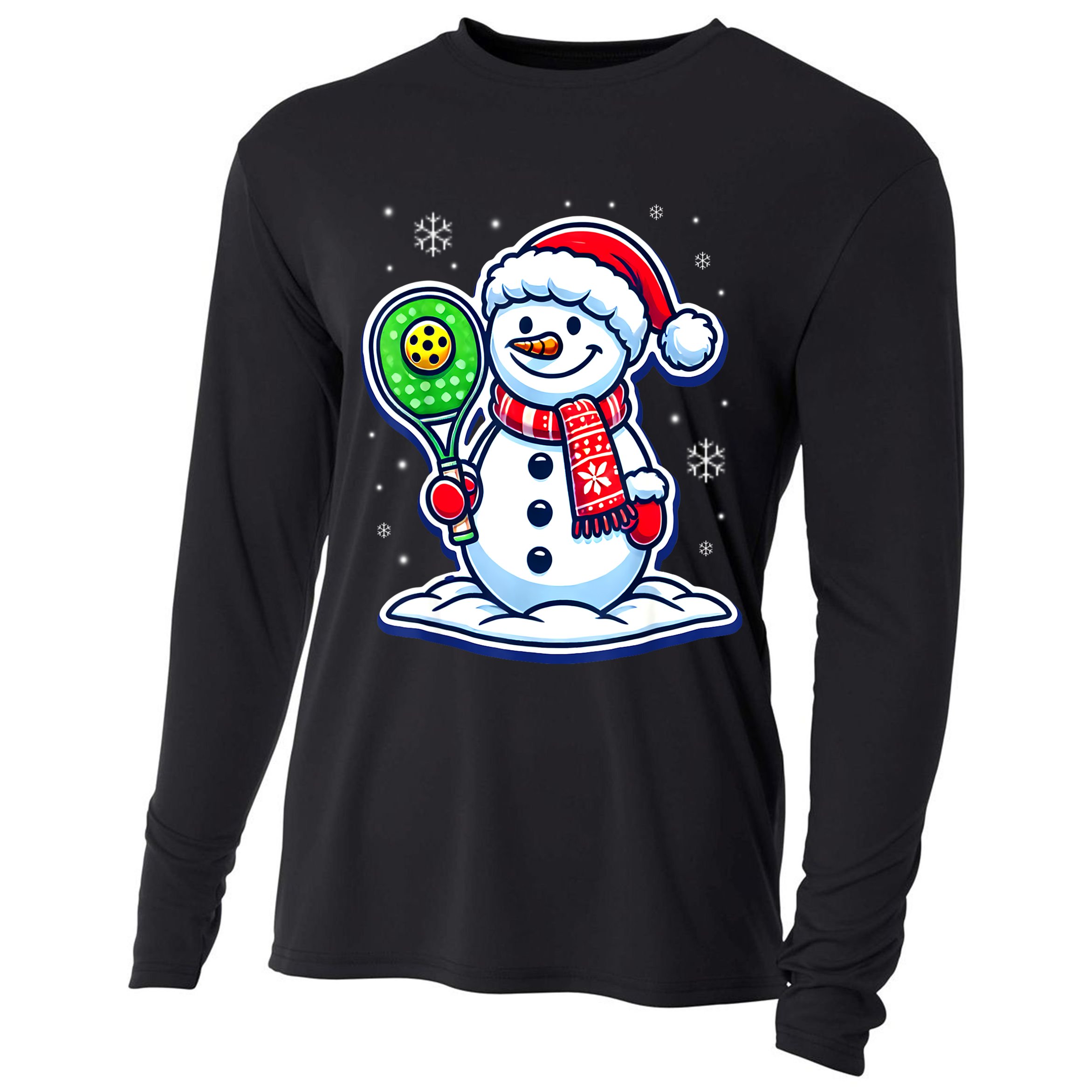 Funny Christmas Pickleball Snowman Pickleball Player Xmas Gift Cooling Performance Long Sleeve Crew