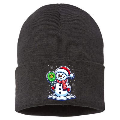 Funny Christmas Pickleball Snowman Pickleball Player Xmas Gift Sustainable Knit Beanie