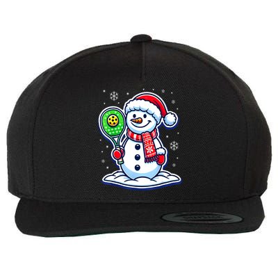Funny Christmas Pickleball Snowman Pickleball Player Xmas Gift Wool Snapback Cap