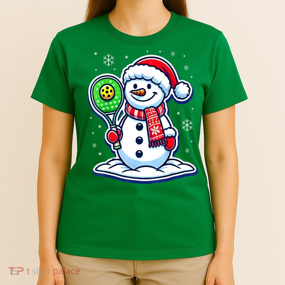 Funny Christmas Pickleball Snowman Pickleball Player Xmas Gift T-Shirt