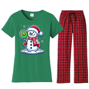 Funny Christmas Pickleball Snowman Pickleball Player Xmas Gift Women's Flannel Pajama Set