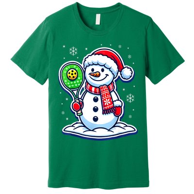 Funny Christmas Pickleball Snowman Pickleball Player Xmas Gift Premium T-Shirt