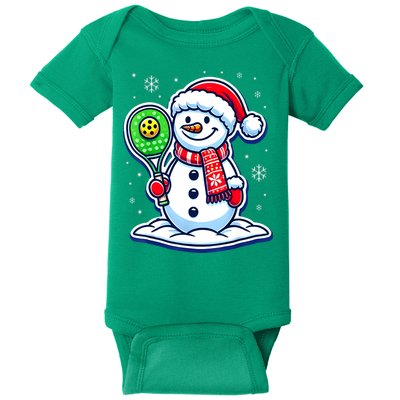 Funny Christmas Pickleball Snowman Pickleball Player Xmas Gift Baby Bodysuit