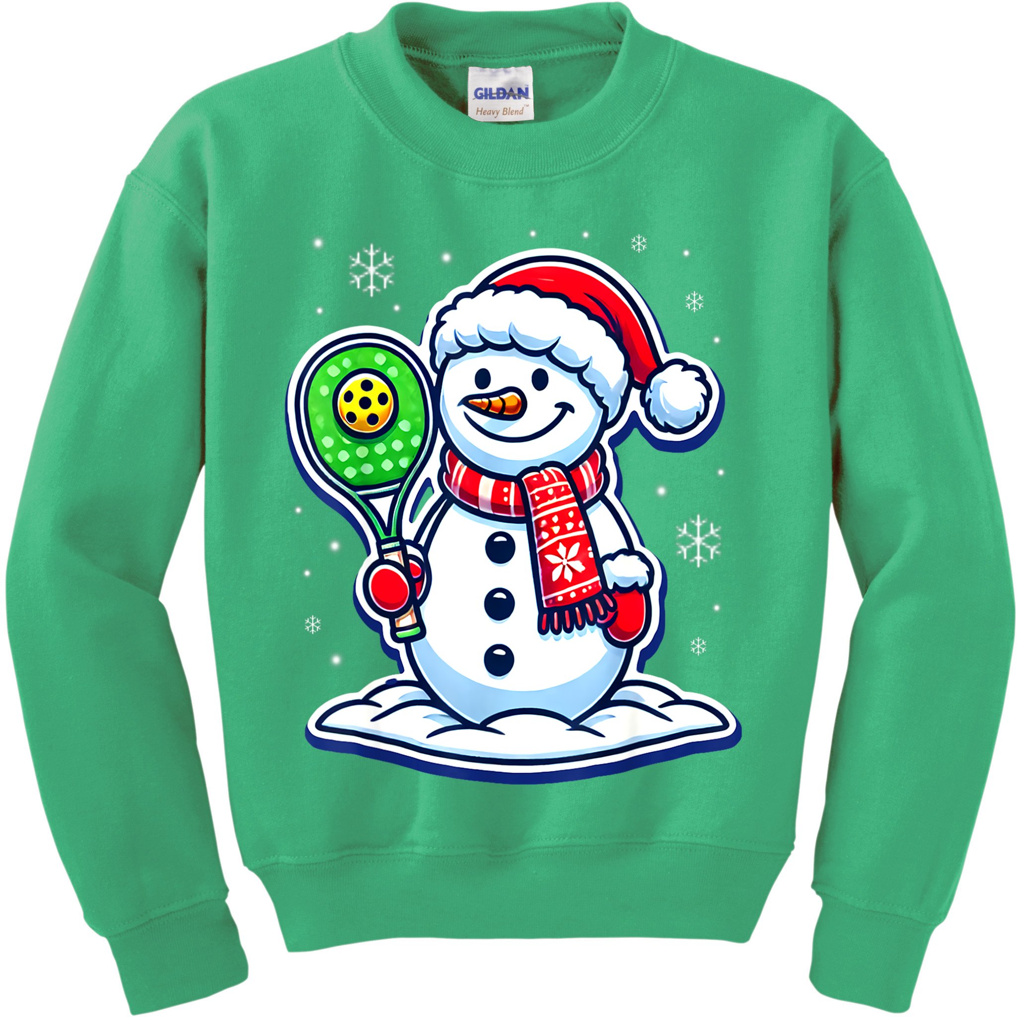 Funny Christmas Pickleball Snowman Pickleball Player Xmas Gift Kids Sweatshirt