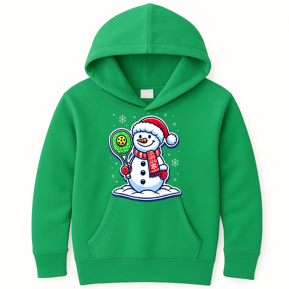 Funny Christmas Pickleball Snowman Pickleball Player Xmas Gift Kids Hoodie
