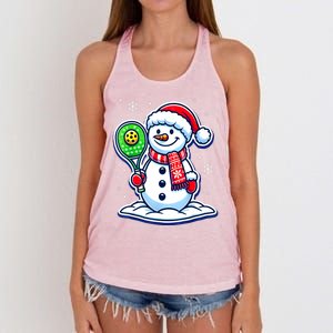 Funny Christmas Pickleball Snowman Pickleball Player Xmas Gift Women's Knotted Racerback Tank