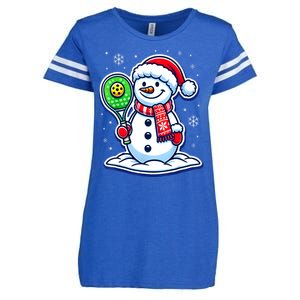 Funny Christmas Pickleball Snowman Pickleball Player Xmas Gift Enza Ladies Jersey Football T-Shirt