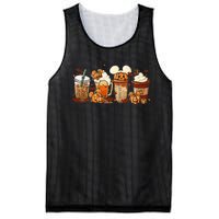 Fall Coffee Pumpkin Spice Latte Iced Warm Cozy Autumn Orange Mesh Reversible Basketball Jersey Tank