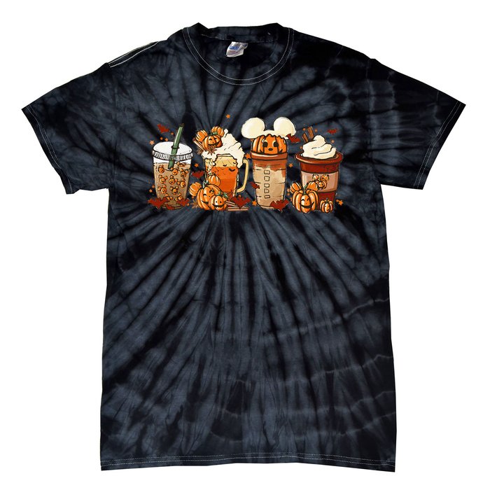 Fall Coffee Pumpkin Spice Latte Iced Warm Cozy Autumn Orange Tie-Dye T-Shirt