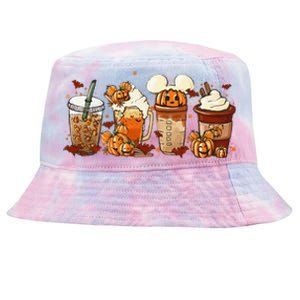 Fall Coffee Pumpkin Spice Latte Iced Warm Cozy Autumn Orange Tie-Dyed Bucket Hat