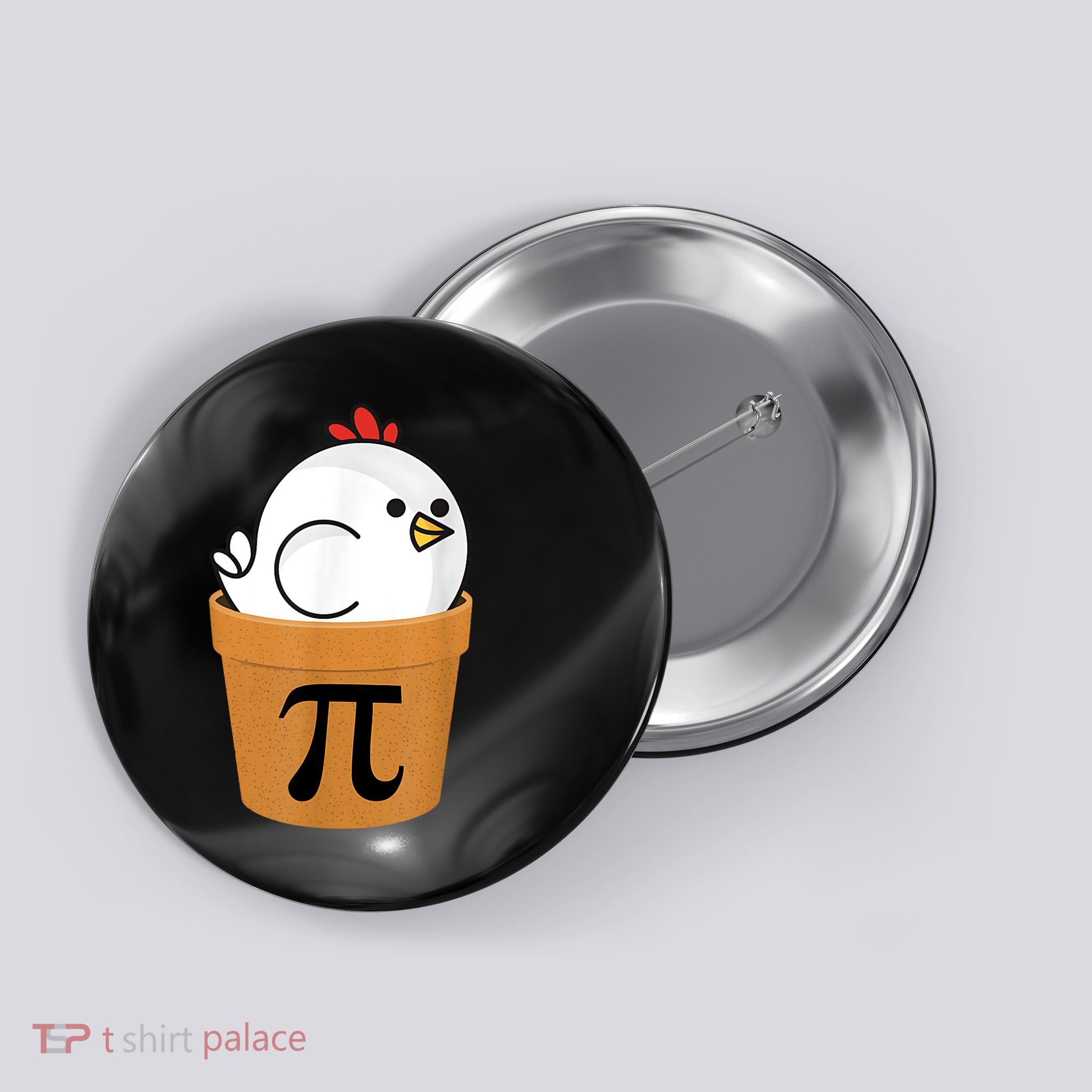 Funny Chicken Pot Pi Shirt Day Pie Math Lover Geek Gift 3.14 Button