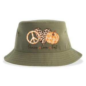 Funny Cute Peace Love Fall Autumn Lover Pumpkins Halloween Thanksgiving Sustainable Bucket Hat