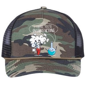 Funny Chemistry Pun I Think You're Overreacting Chemist Retro Rope Trucker Hat Cap