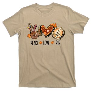 Funny Cute Peace Love Pie Fall Season Autumn Thanksgiving Turkey T-Shirt