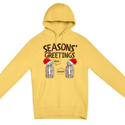 Funny Christmas Pun Gift Seasons Greetings Gift Premium Pullover Hoodie